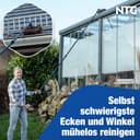 NTG Telescopic Washing Brush 1.68-7m 3-in-1 Brush Head with Extra Soft Bristles + Microfibre Cloth & Squeegee with Water Connector + Soap Dispenser for Windows, Solar (up to 3.6 metres) - 3
