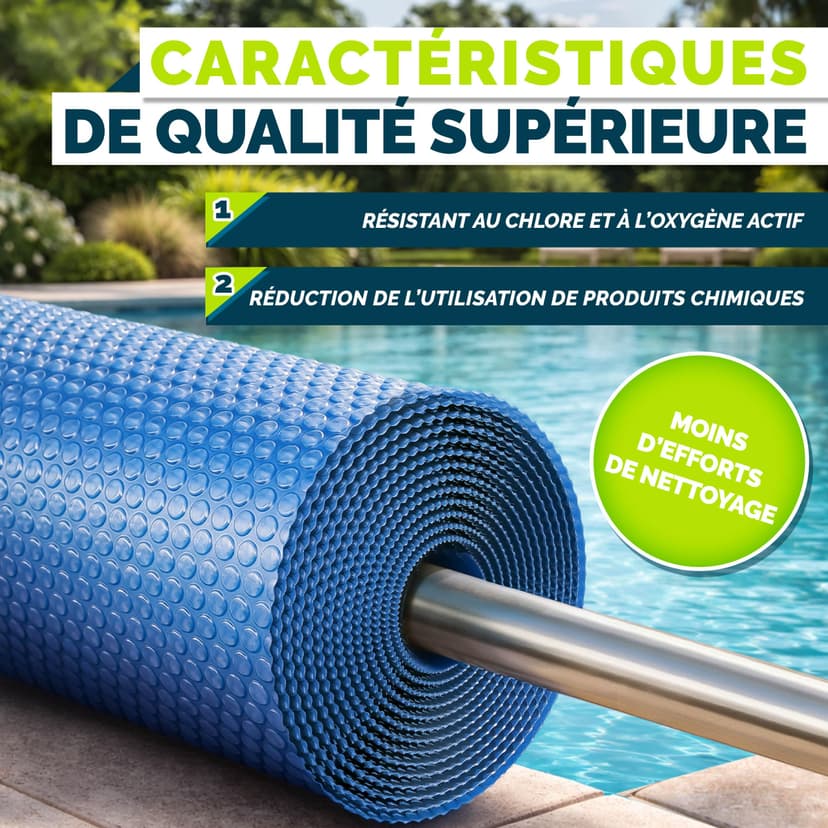 tillvex Bâche à Bulles pour Piscine | Bâche de Protection Solaire de 120 µm d'épaisseur | Découpe individuelle | Chauffage de Piscine pour Eau Chaude (Bleu, 800 x 400 cm (Rectangulaire)) - 3