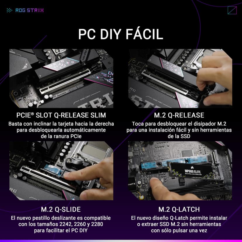 ASUS ROG Strix B850-E Gaming WiFi AMD motherboard, 16+2+2 power stages, DDR5 slots, five M.2 slots, PCIe 5.0, WiFi 7, USB4 Type-C port, USB 20Gbps w/ PD 3.0 up to 30W and Aura Sync RGB - 6