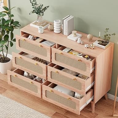 Mutuolux Commode Chambre | Commode 6 Tiroirs Bois pour Sa…