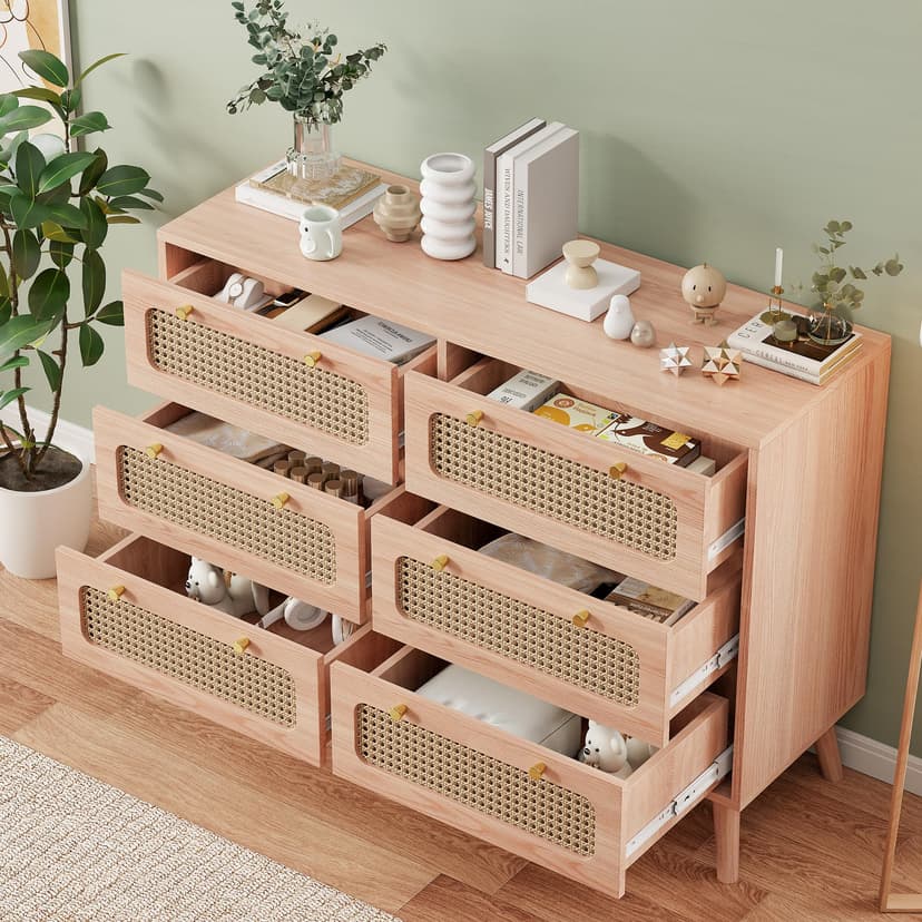 Mutuolux Commode Chambre | Commode 6 Tiroirs Bois pour Sa… - 1