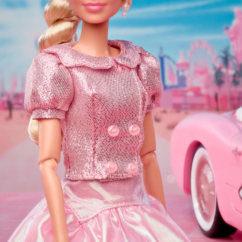 Barbie The Movie Doll, Margot Robbie as, Collectible Doll Wearing Pink Blouse & Skirt Tutu Outfit, With Styled Hair & Matching Jewelry, JBJ53 - 4
