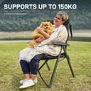 EVER ADVANCED Luxury Camping Chairs 2 Set for Adults Heavy Duty High Back Oversized Folding Garden Chair Comfy Padded 6cm Loadable 150kg Cam Adjustable Dining Chairs 4-Position Recliner Chair Black - 2