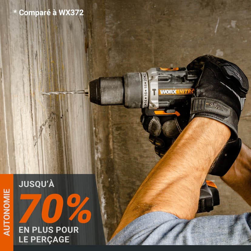 WORX Brushless Hammer Drill 20V | PowerShare |WX352.9 - No Battery, No Charger | Brushless Motor, 13mm Chuck, Variable Speed Control, 22+1+1 Torque Settings - 3