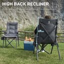 EVER ADVANCED Luxury Camping Chairs for Adults Heavy Duty Loadable 150kg High Back Oversized Folding Garden Chair Padded 6cm Comfy with Cup Holder Side Pocket Dining Chairs 4-Position Recliner - 6
