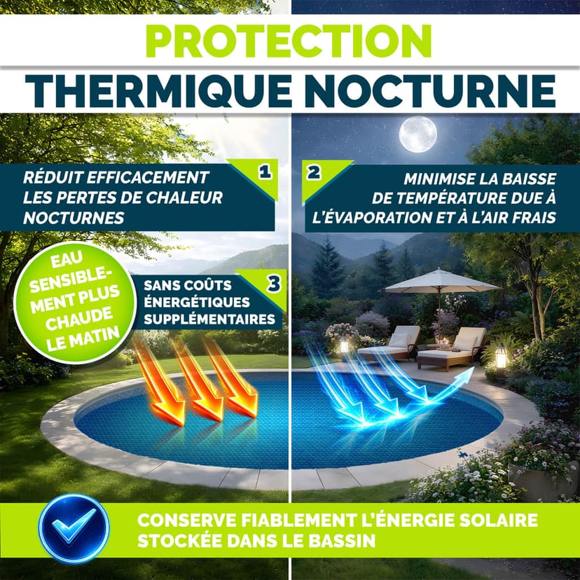 tillvex Bâche à Bulles pour Piscine | Bâche de Protection Solaire de 120 µm d'épaisseur | Découpe individuelle | Chauffage de Piscine pour Eau Chaude (Bleu, 800 x 400 cm (Rectangulaire)) - 8