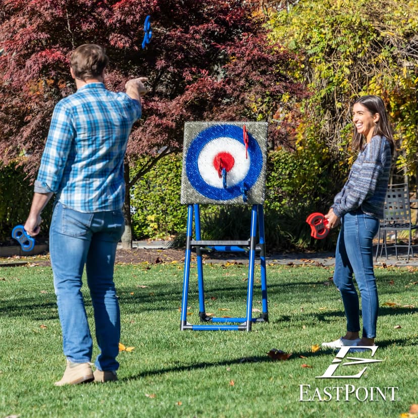 EastPoint Sports Backyard Axe Throw Target Game – Steel Frame Outdoor Game with 8 Throwing Axes, Portable for Backyard or Park - 6
