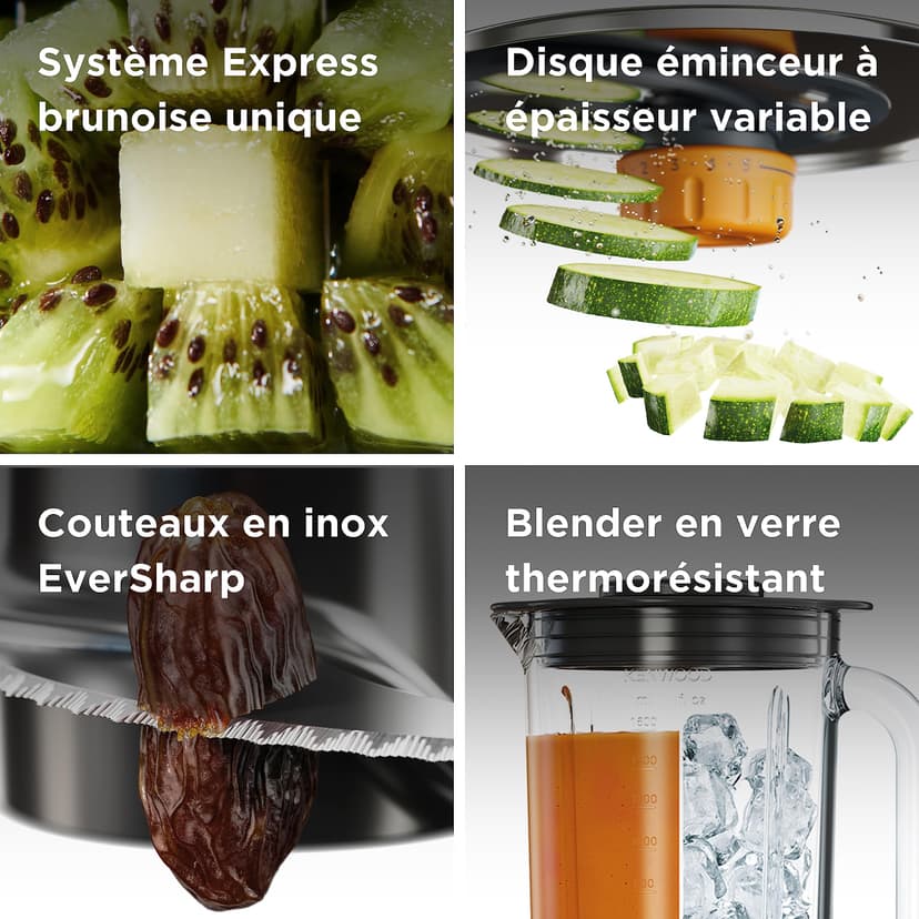 Kenwood MultiPro XL Weigh+ FDM72.990SS Robot de cuisine compact, avec balance et minuterie intégrées, récipient de travail de 3 l, vitesse variable, bac de remplissage XL, 1000 W, argenté - 5