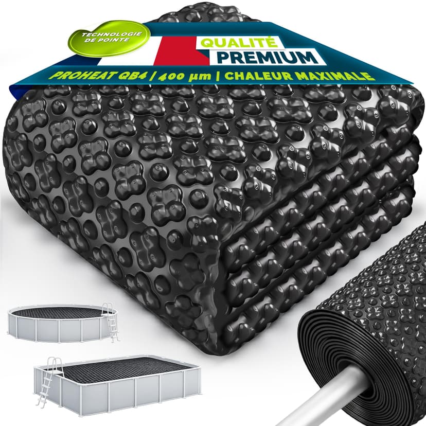 tillvex Elite Pool Solar Foil 400 µm Rectangular 549 x 274 cm Premium Solar Tarpaulin ProHeat QB4 Heat Tarpaulin Can Be Cut to Size Solar Cover Pool Heating for Water Heating - 1