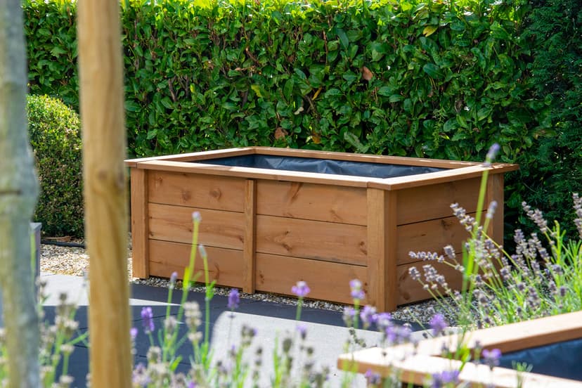 Dobar 29246FSCe Étang de Jardin en Bois Robuste pour Terrasse, Balcon - Bassin Avec Bâche de Protection 120 x 72 x 42 cm - 4