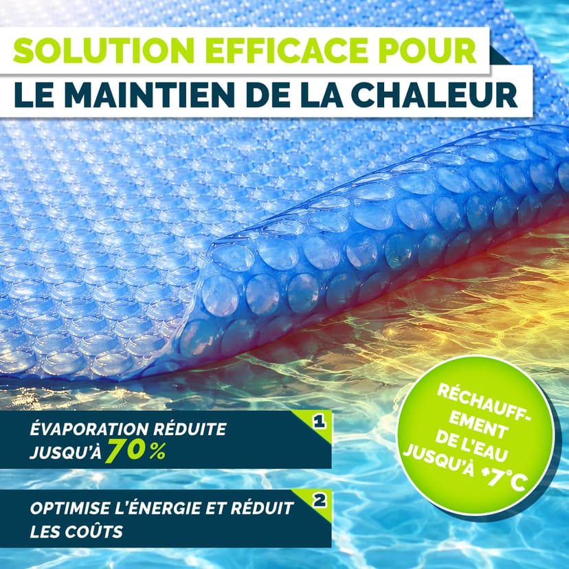 tillvex Bâche à Bulles pour Piscine | Bâche de Protection Solaire de 120 µm d'épaisseur | Découpe individuelle | Chauffage de Piscine pour Eau Chaude (Bleu, 800 x 400 cm (Rectangulaire)) - 7