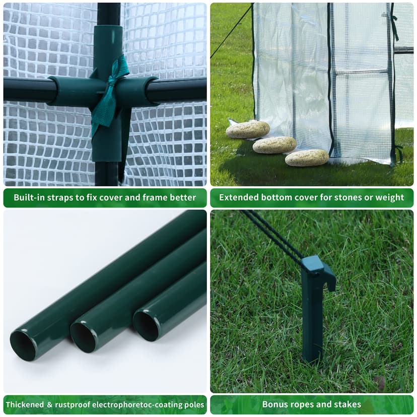 JUNGLE STONE Walk In Greenhouse With 10 Shelves, Reinforced PE Plastic Cover With Sturdy Steel Frame, Greenhouse/Plant Nursery for Gardens, Patios or Spaces Size, Easy to Assemble - 7