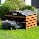 dobar® Garage pour Robot Tondeuse en Bois avec Toit Amovible, abri pour Robot à Gazon, avec Panneau Personnalisable, 78,5 x 74 x 52,5 cm, Marron/Noir - 4