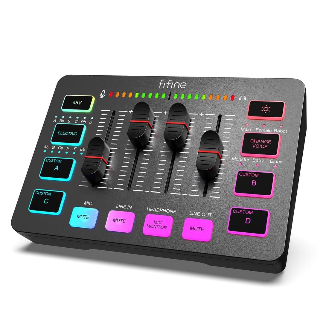 FIFINE Gaming Audio Mixer, Streaming RGB PC Mixer with XL…