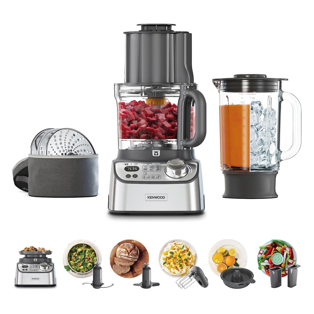 Kenwood MultiPro XL Weigh+ FDM72.990SS Compact Food Processor with Integrated Scale and Timer, 3 Litre Working Container, Variable Speed, XL Filling Tray, 1000 W, Silver