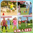 KreativeKraft Kids Games Outdoor Play Equipment for Kids Adults Family Garden Toys Sports Day Kit Egg and Spoon Race Ring Toss Sack Race Bean Bag Snakes and Ladders (8 in 1 Set) - 2