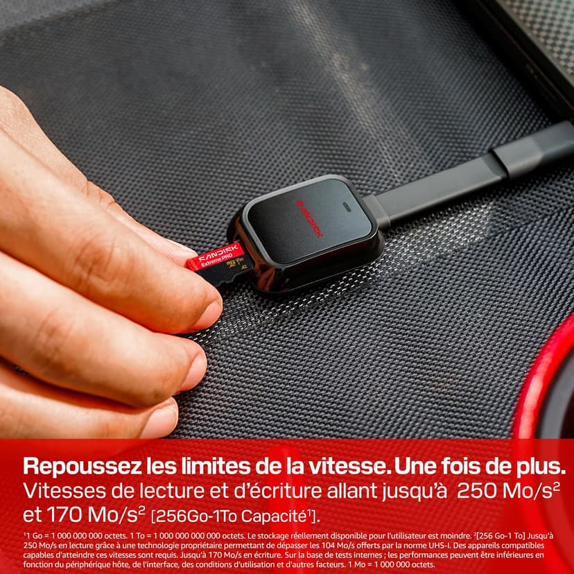 SANDISK Extreme Pro Carte UHS-I microSD + SD Adapter, 128 Go (Vitesses de Lecture allant Jusqu’à 250 Mo/s et d’écriture Jusqu’à 120 Mo/s, 5K, 3K, 4K UHD, C10, V30, U3, A2) - 3