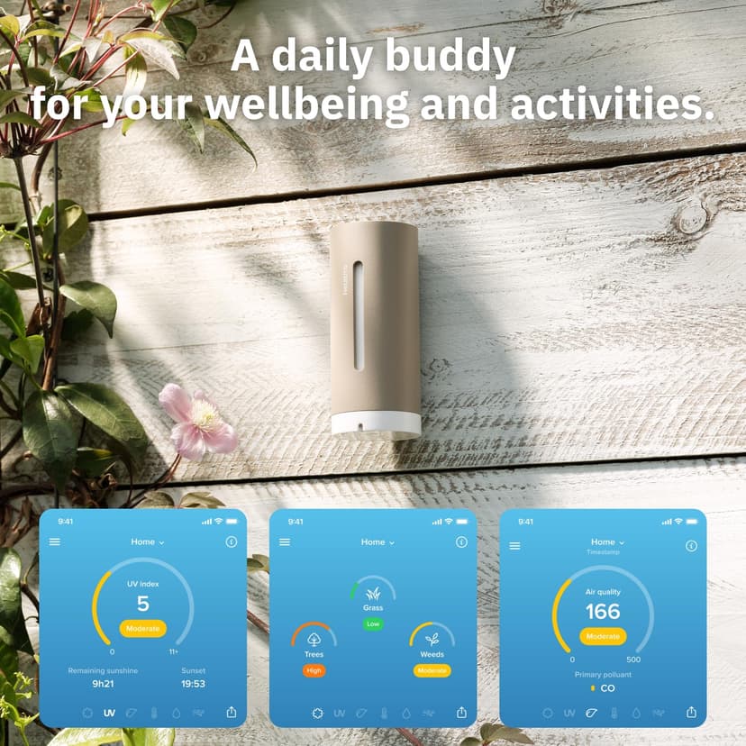 Netatmo Original 2nd Generation Weather Station | Indoor & Outdoor | Temperature, Humidity, Air Quality, UV, Pollen, Weather Forecast | Compatible Apple Home, Alexa, Google Home - Sand - NWS-S-EC - 5