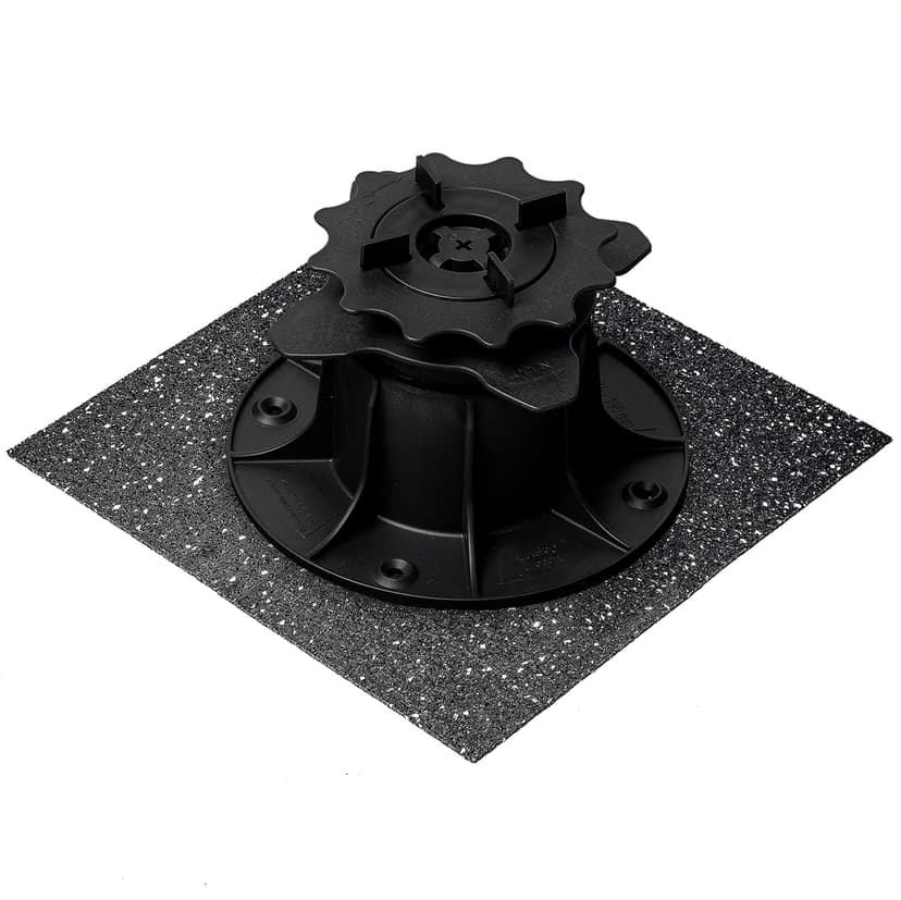 QUICK2FIX® Lot de 24 patins de terrasse pour plots (patins en caoutchouc 195 x 195 x 6,0 mm) pour une construction de terrasse stable, fabriqués en Allemagne - 1