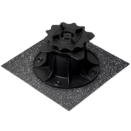 QUICK2FIX® Lot de 24 patins de terrasse pour plots (patins en caoutchouc 195 x 195 x 6,0 mm) pour une construction de terrasse stable, fabriqués en Allemagne