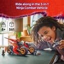LEGO NINJAGO Ninja Combat Vehicle - Transforms into 2 Ninja Motorbikes & a Jet Plane Toy - 6 Minifigures incl. Kai & Cole - Dragons Rising Birthday Gift for 8+ Year Old Boys - 71844 - 2