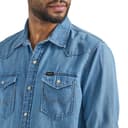 Wrangler Men's Iconic Denim Regular Fit Snap Shirt Button, Lake Wash, XXL - 3