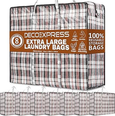 DECO EXPRESS Laundry Bags XXL, Pack of 8, 107L Strong, Du…