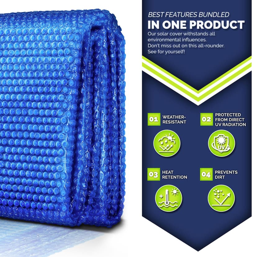 tillvex Pool Solar Tarpaulin Rectangular 800 x 400 cm | Solar Film Thickness 120 µm | Solar Tarpaulin Can Be Cut to Size | Pool Heating for Water Heating - 4