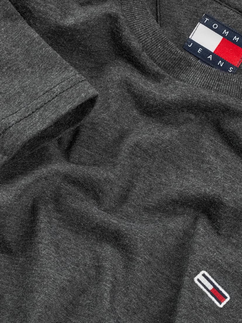 TOMMY JEANS T-Shirt Manches Courtes Homme Tee Col Ras-du-Cou, Gris (Black HTR), L - 4