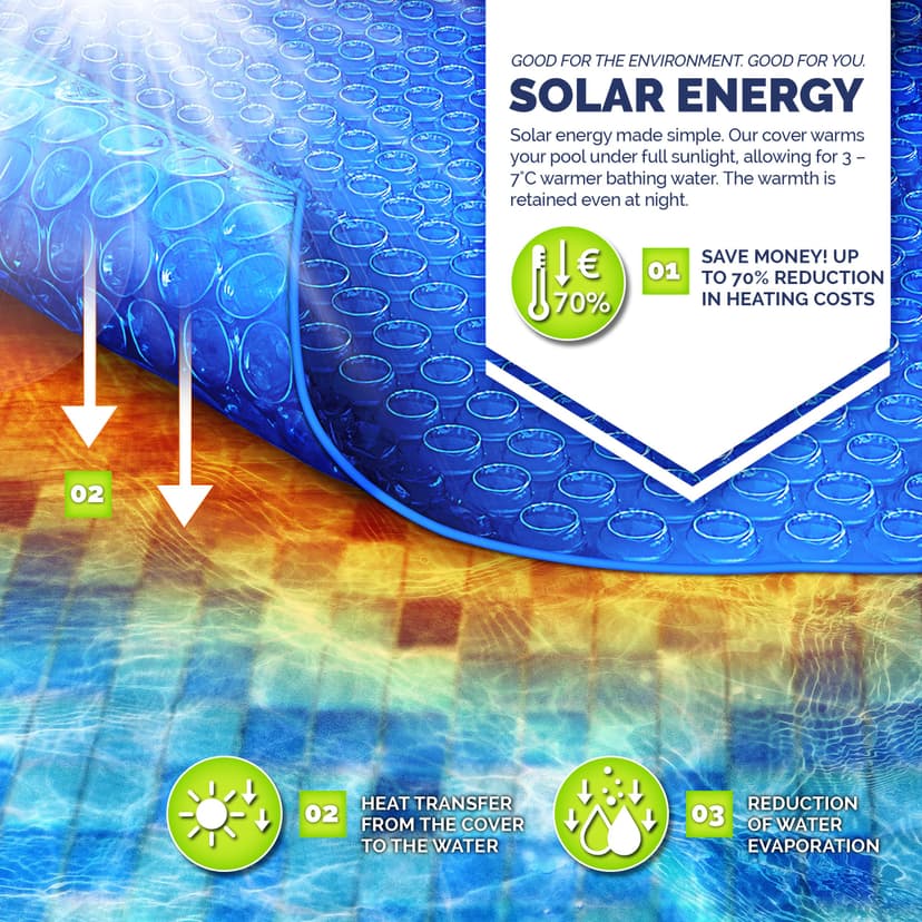 tillvex Pool Solar Tarpaulin Rectangular 800 x 400 cm | Solar Film Thickness 120 µm | Solar Tarpaulin Can Be Cut to Size | Pool Heating for Water Heating - 7
