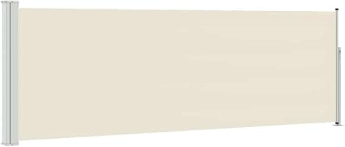 "vidaXL Patio Retractable Side Awning - Cream Coloured 100x300 cm Terrace Privacy Screen with UV and Tear Polyester and Sturdy Iron Base"