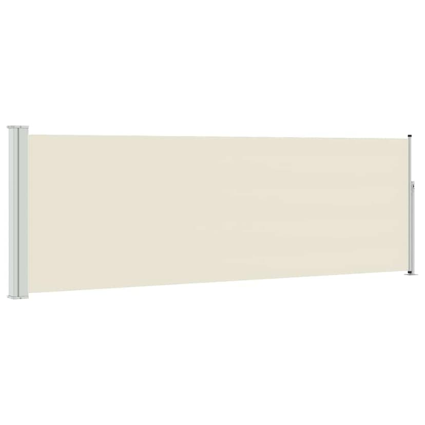 "vidaXL Patio Retractable Side Awning - Cream Coloured 100x300 cm Terrace Privacy Screen with UV and Tear Polyester and Sturdy Iron Base" - 1