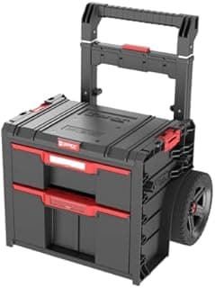 Qbrick - System PRO Cart 2.0 Plus Drawer 2 BLACK - Tool Trolley for Tools & Accessories - Heavy Duty, Durable Plastic Construction, Storage Solution - 1