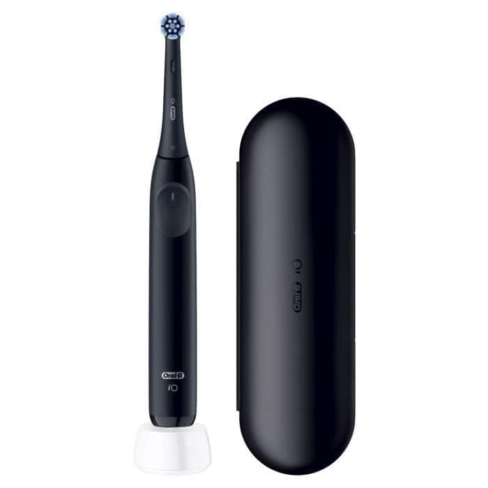 Oral-B iO 2 Black Electric Toothbrush for Adults, 3 Cleaning Modes, Gentle on Gums, Soft Brushing, Accessories, Replacement Oral B Brush, Charger, Travel Case - 4