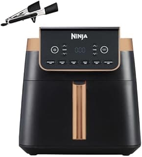 Ninja Air Fryer MAX PRO, 6,2 L, Grand tiroir, rôtir, cuire au four, frire sans huile, familial, antiadhésif, panier/plaque croustillante compatibles lave-vaisselle, pinces, noir/cuivre, AF180EUCP - 1