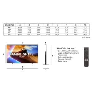 Philips Ambilight 48OLED760 4K OLED Smart TV, 48 Inch Screen with P5 AI Perfect Picture Engine Ultra HD, Titan OS, Dolby Vision and Atmos Sound, Compatible with Alexa and Google Voice Assistant - 2