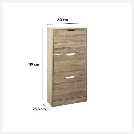 5 five simply smart 3 Drawer Shoe Storage Unit Natural Oak Effect - 6