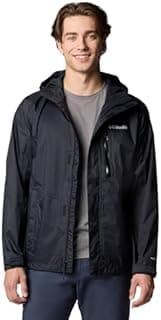 Columbia Men's Pouring Adventure Jacket, Waterproof Rain Jacket, Black, Size L - 1