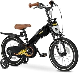DERYAN Kids Bike 14 Inch 3-in-1 Balance Bike with Adjustable Seat and Handlebar for Boys and Girls Turbo Black