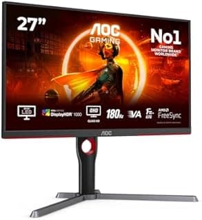 AOC Gaming Q27G3XMN - 27 Inch QHD Monitor, Mini LED, 180Hz, 1ms, GTG, HDR1000, Height Adjust, G-manu (2560 x 1440, 700 cd/m, HDMI 2.0 / DP 1.4) - 1
