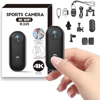 Mini Caméra Vlog Sport 4K,Camera Sport Chien 360 Degrés avec Clip Rotatif 360°, Enregistrement Pendant Charge & Clip Magnétique, Action Caméra Casque Moto pour Cyclisme, Moto, Vlog, Animaux, Famille - 1