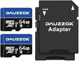 2 Pack 64GB Micro SD Card, DAUZZOX MicroSDXC Full HD Memory Card External TF Card with A1 U3 C10 UHS-I, High Speed 85MB/s, for Smartphone, Dash Cam, Camera, Monitor, with Adapter - 1