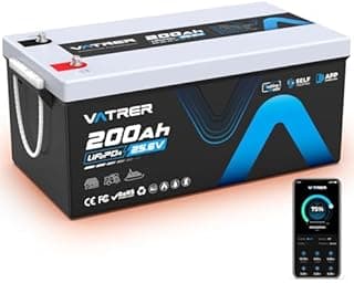 VATRER POWER 24V 200Ah Batterie Lithium LiFePO4 Auto-chauffante avec BMS 200A, Charge Basse Température -20 °C, Bluetooth Idéale pour Camping-cars, Panneaux Solaires Moteurs électriques hors réseau.