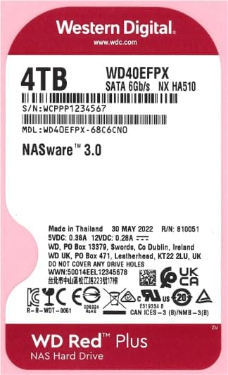 WD Red Plus 4 To Disque dur Interne 3.5" dédié NAS, 5400 RPM Class, SATA 6 GB/s, CMR, 256MB Cache, Garantie 3 ans - 2