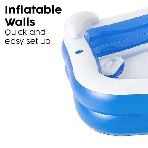 Bestway Family Paddling Pool Inflatable Swimming Pool with Built-in Seats, Family Fun Lounge Pool, Outdoor Garden Pool - 6