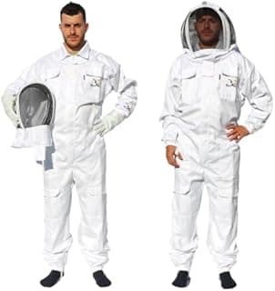 Best Bee Combinaison Apiculteur en Tissu Épais et Coton de haute qualité, Fermeture Éclair robuste, Capuche Amovible, Poches Pour Outils - Tenue Apiculture anti guêpes & abeilles SG (L) - 1