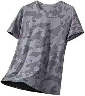 Camouflage-Shirts für Herren und Erwachsene, Rundhalsausschnitt, Camouflage, kurzärmelig, Netzstoff, atmungsaktiv, schnell trocknend, Sport, Fitness, Workout, T-Shirts in Übergröße