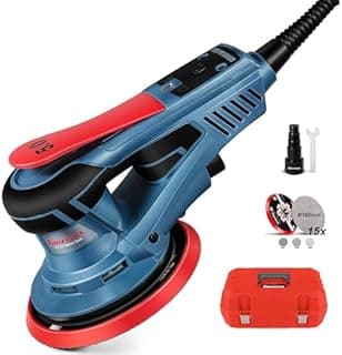 FANZWORK Ponceuse Excentrique 150 mm, Ponceuse Orbitale avec une Course Abrasive de 5 mm, Moteur EC sans Balais de 350 W, 7 Vitesses jusqu'à 10 000 tr/min, 15 Disques Abrasifs, avec Mallette