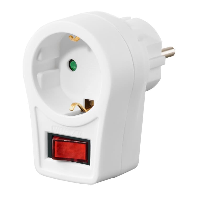 Adaptateur de prise avec contact de protection Blanc - 1
