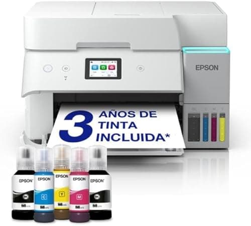 Epson EcoTank ET-4956 Imprimante à Réservoirs D’Encre | Télétravail | Wi-FI, Ethernet | A4 | Imprimer Recto Verso, Copier, Numériser, Faxer | Écran Tactile 6,1cm | ADF | Jusqu’à 3 Ans d’Encre Inclus